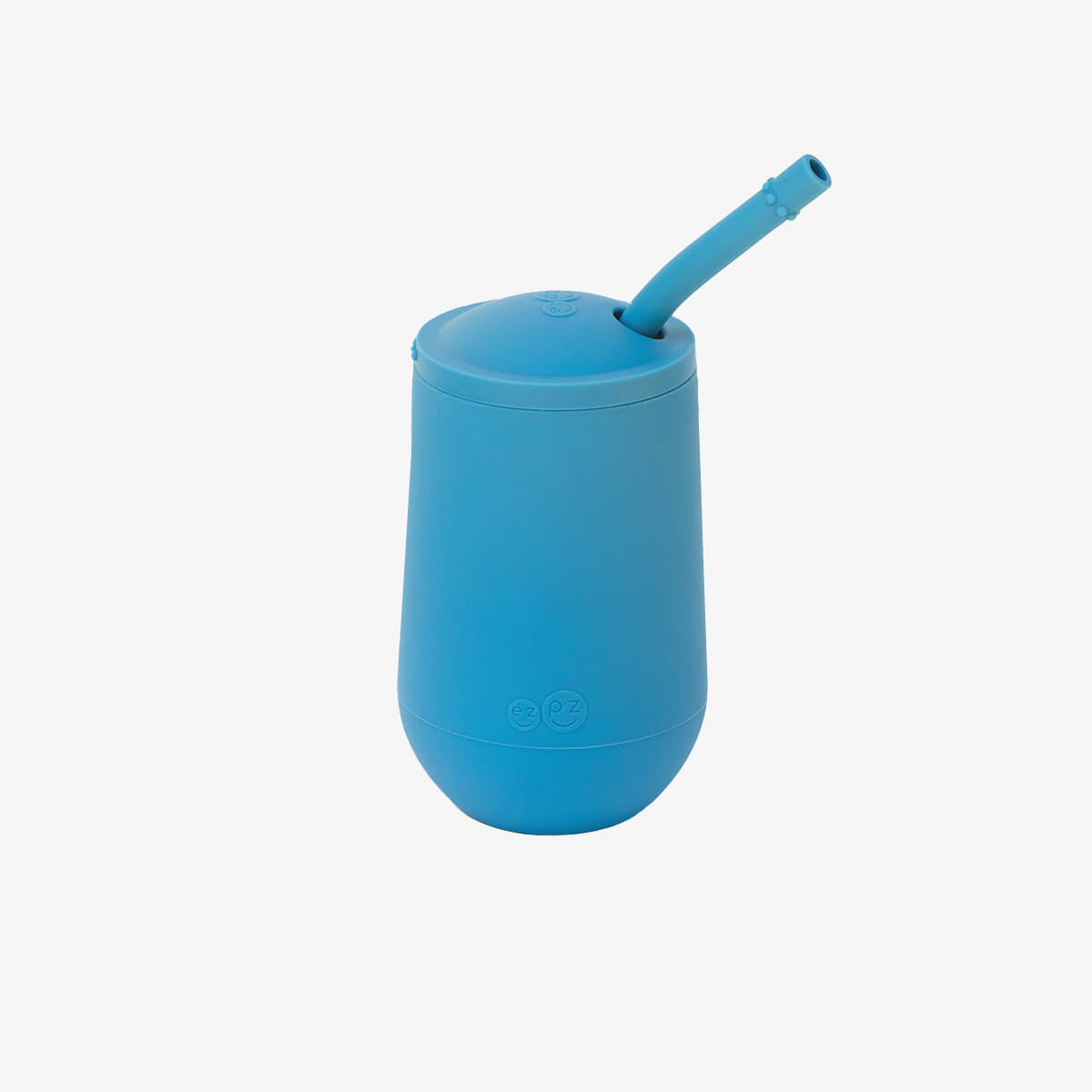 Happy Cup and Straw in Blue / Silicone Cup with Lid and Straw for Toddlers by ezpz