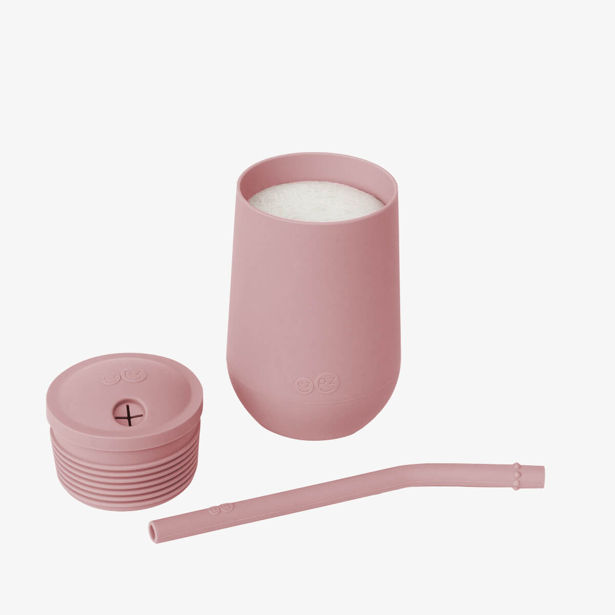 Happy Cup and Straw in Blush / Silicone Cup with Lid and Straw for Toddlers by ezpz