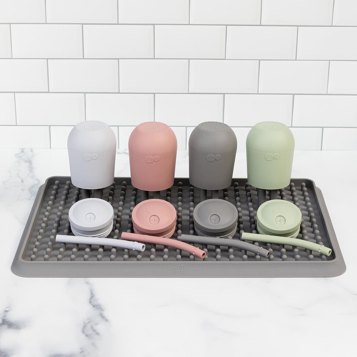 Happy Cup and Straw / Silicone Cup with Lid and Straw for Toddlers by ezpz