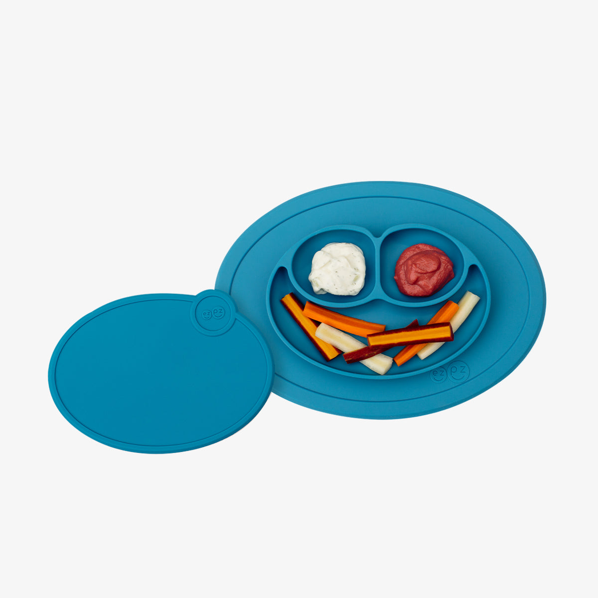 Mini Mat Lid in Blue / Storage Lids for the Mini Mat by ezpz / Silicone Lid for Toddler Plate
