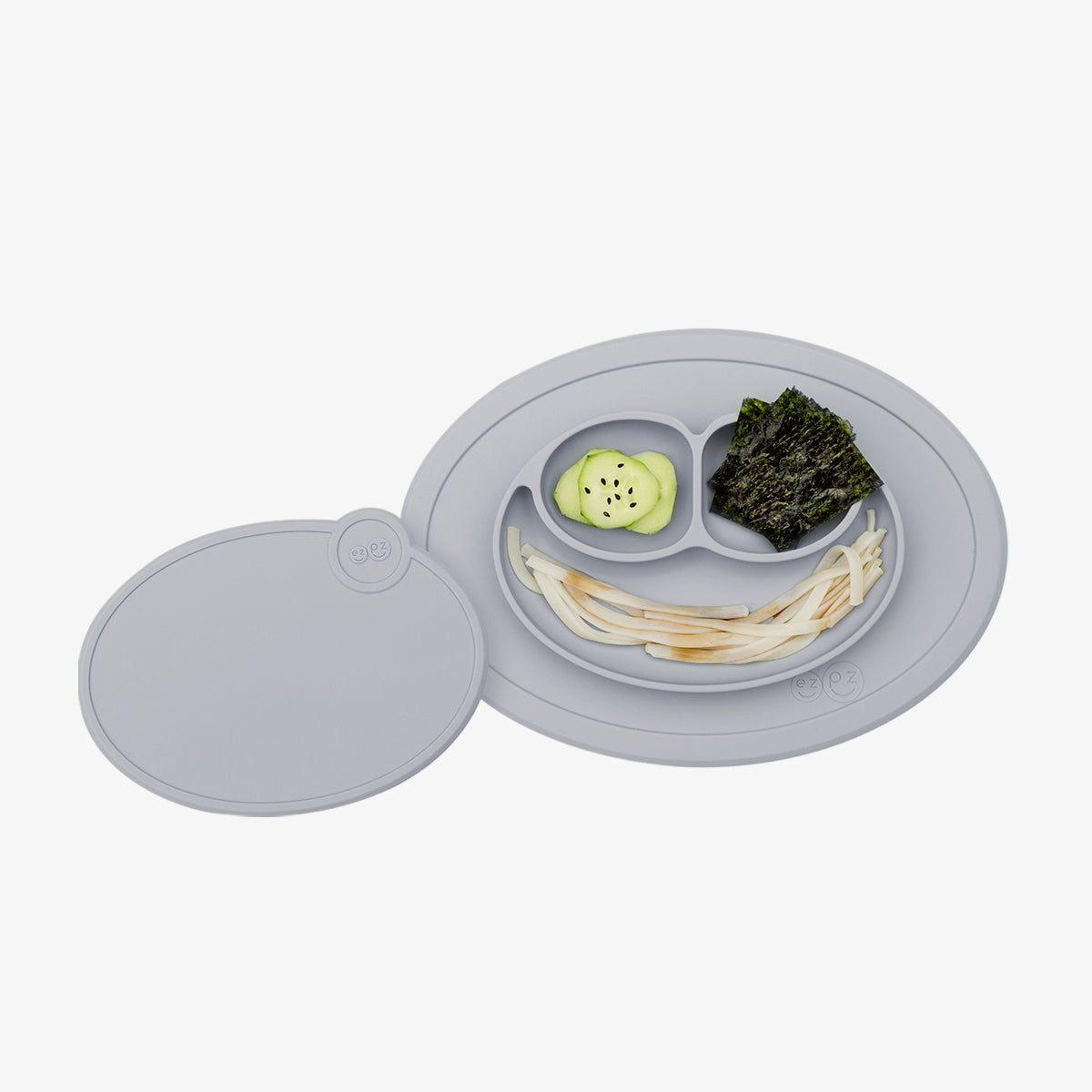 Mini Mat Lid in Pewter / Storage Lids for the Mini Mat by ezpz / Silicone Lid for Toddler Plate