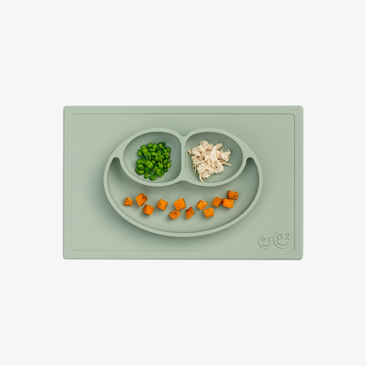 Happy Mat in Sage by ezpz / The Original All-In-One Silicone Plates & Placemats that Stick to the Table
