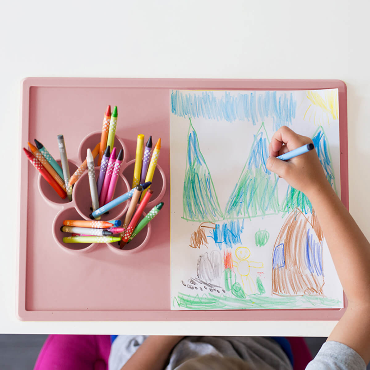 The Play Mat in Blush by ezpz / Large Silicone Craft Plate that Suctions to the Table #color_blush