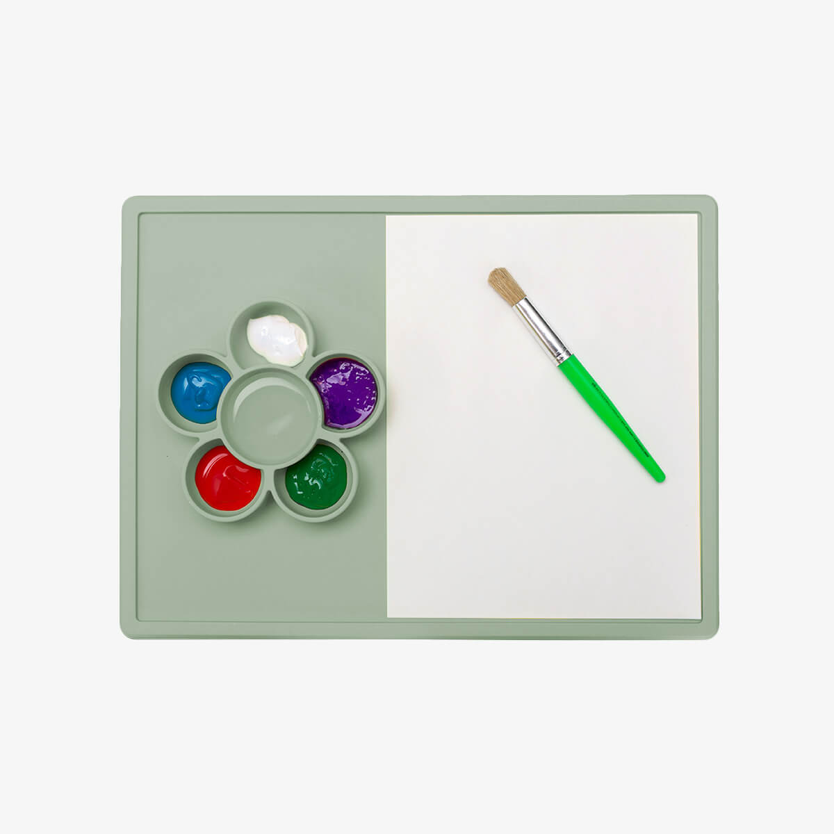 The Play Mat in Sage by ezpz / Large Silicone Craft Plate that Suctions to the Table