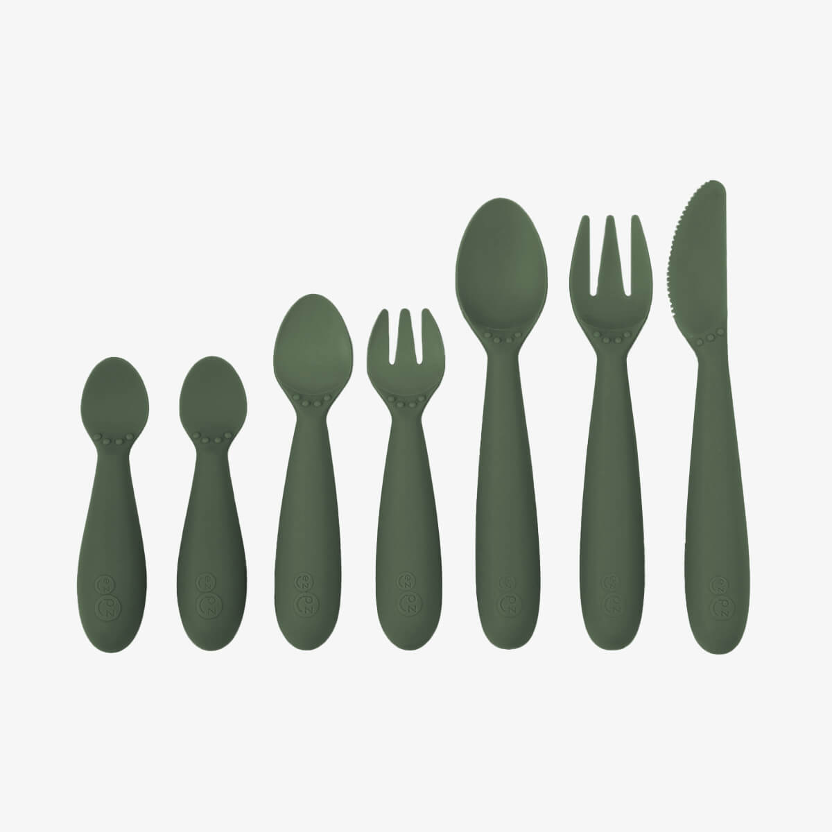 ezpz Developmental Utensil Set in Olive