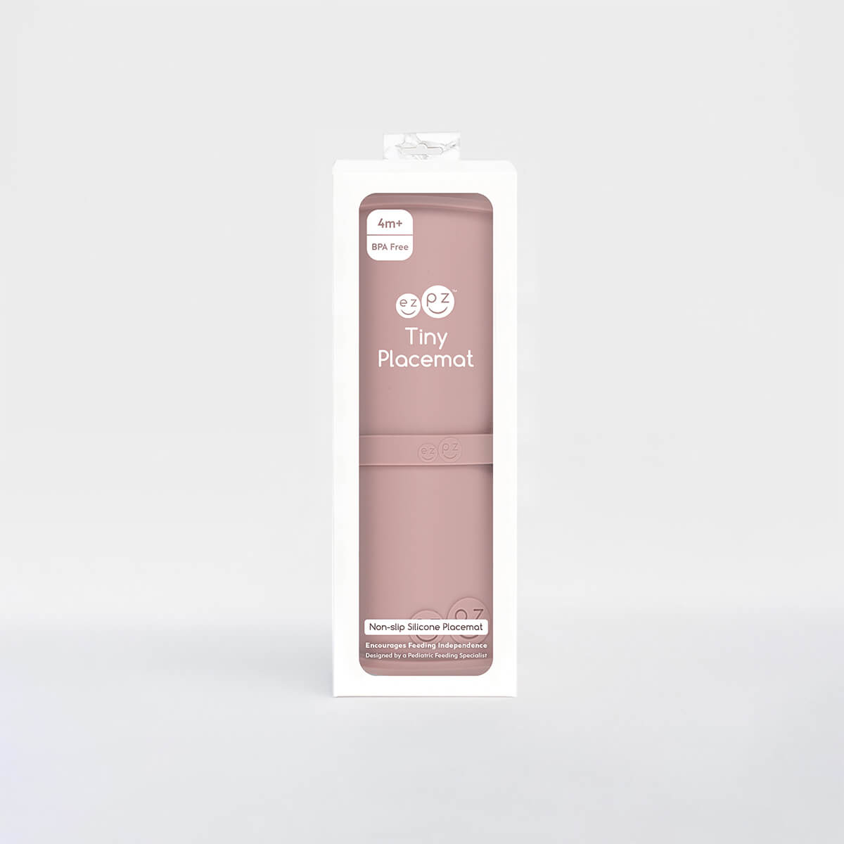 The Tiny Placemat in Blush is a non-slip, silicone placemat that fits on most highchair trays #color_blush