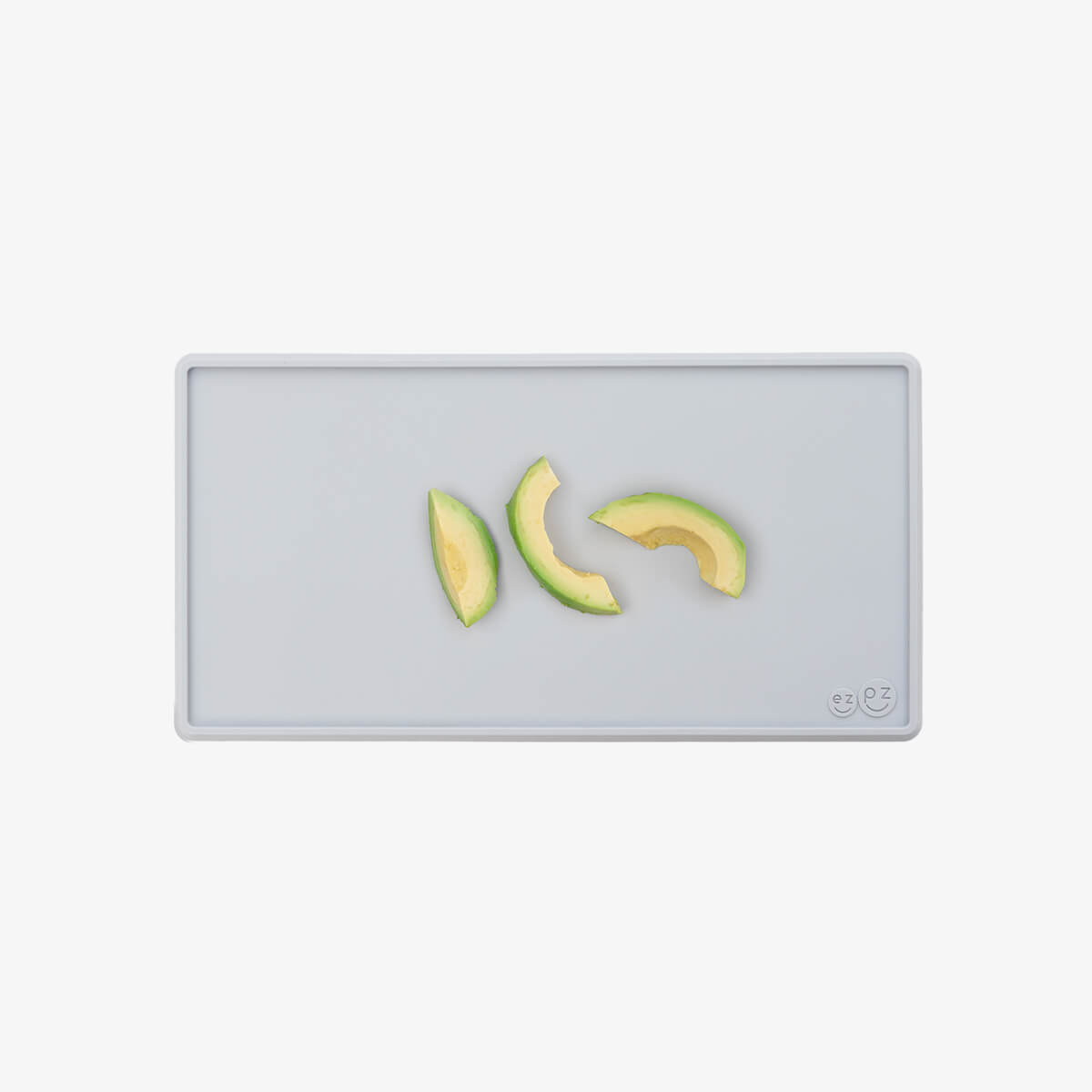 The Tiny Placemat in Pewter is a non-slip, silicone placemat that fits on most highchair trays