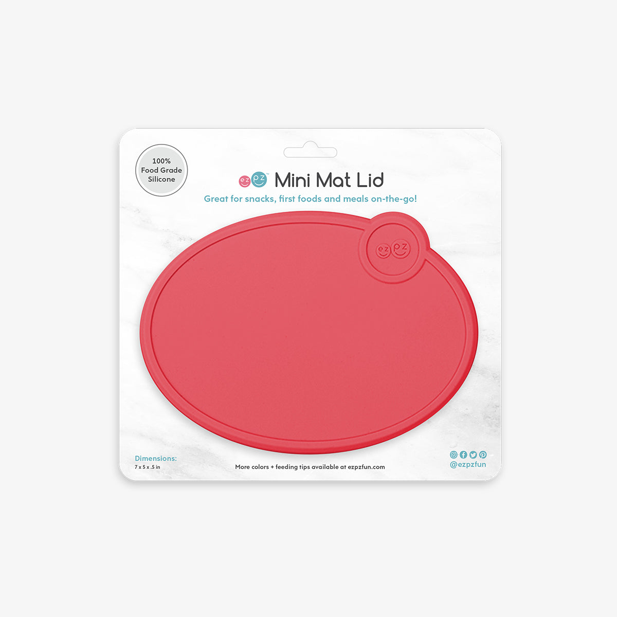 Mini Mat Lid in Coral / Storage Lids for the Mini Mat by ezpz / Silicone Lid for Toddler Plate
