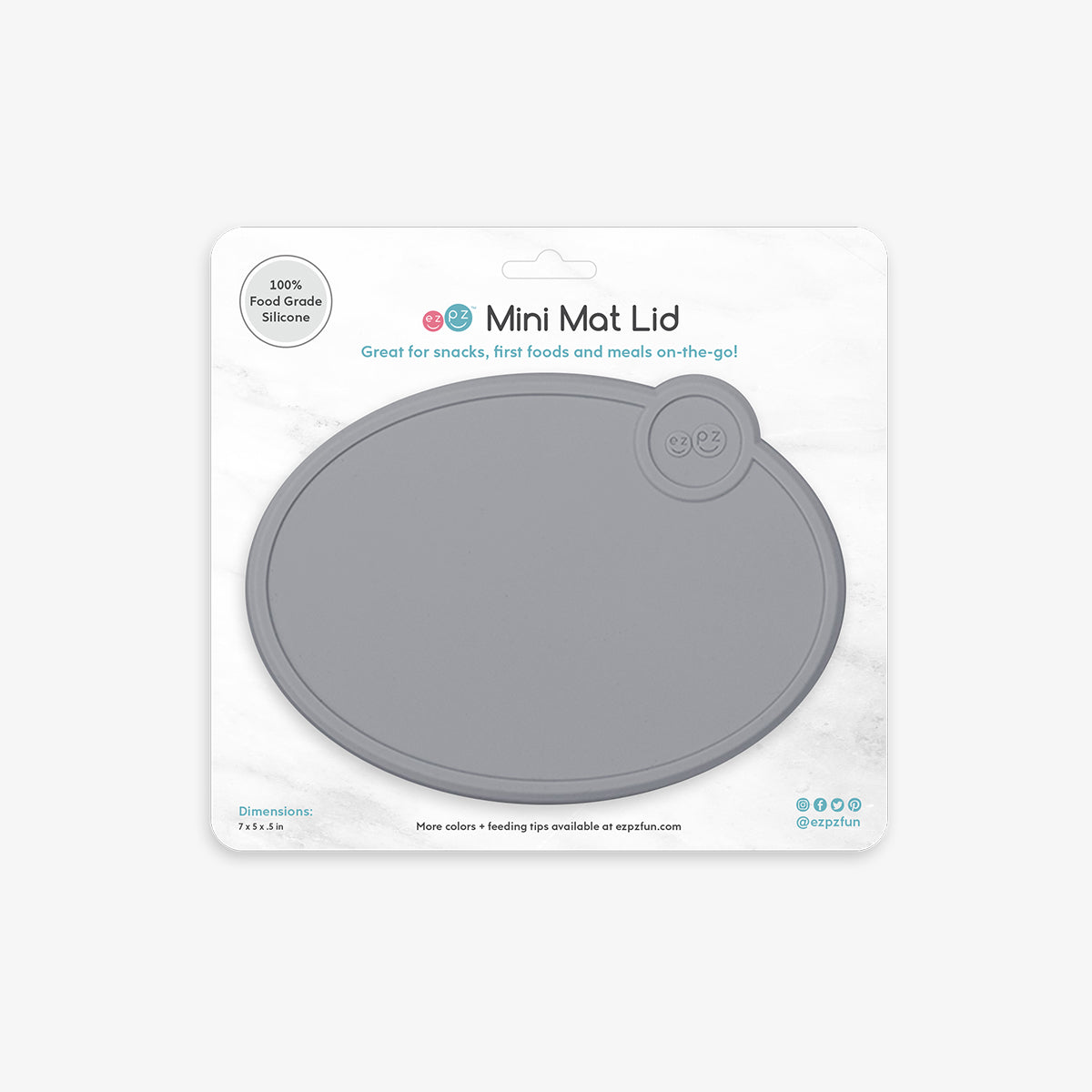 Mini Mat Lid in Gray / Storage Lids for the Mini Mat by ezpz / Silicone Lid for Toddler Plate