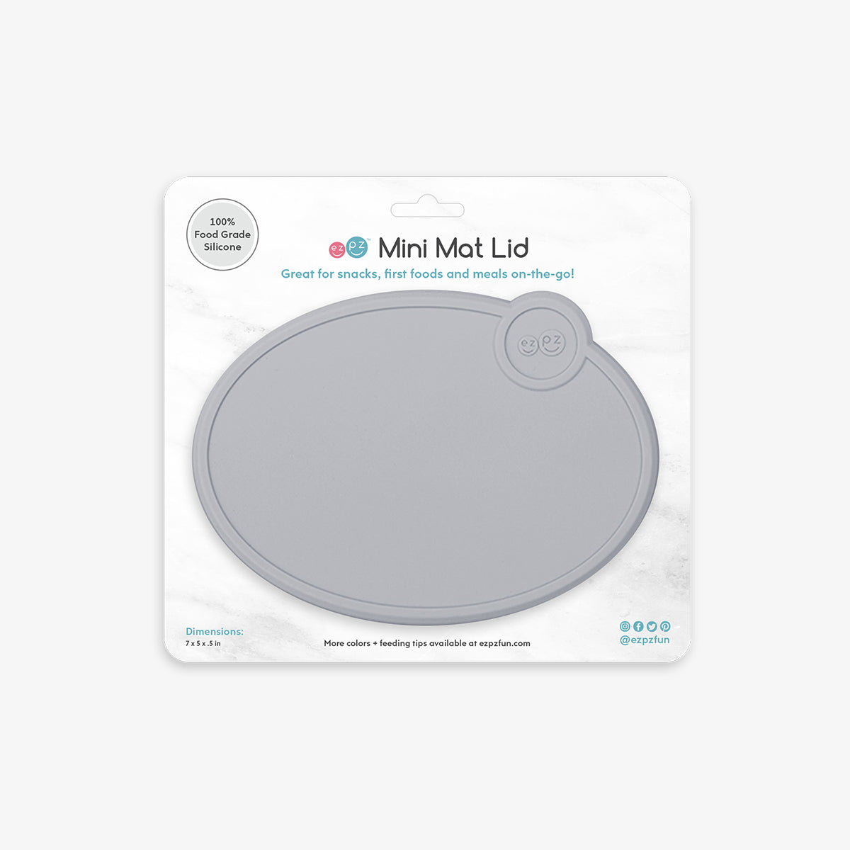 Mini Mat Lid in Pewter / Storage Lids for the Mini Mat by ezpz / Silicone Lid for Toddler Plate