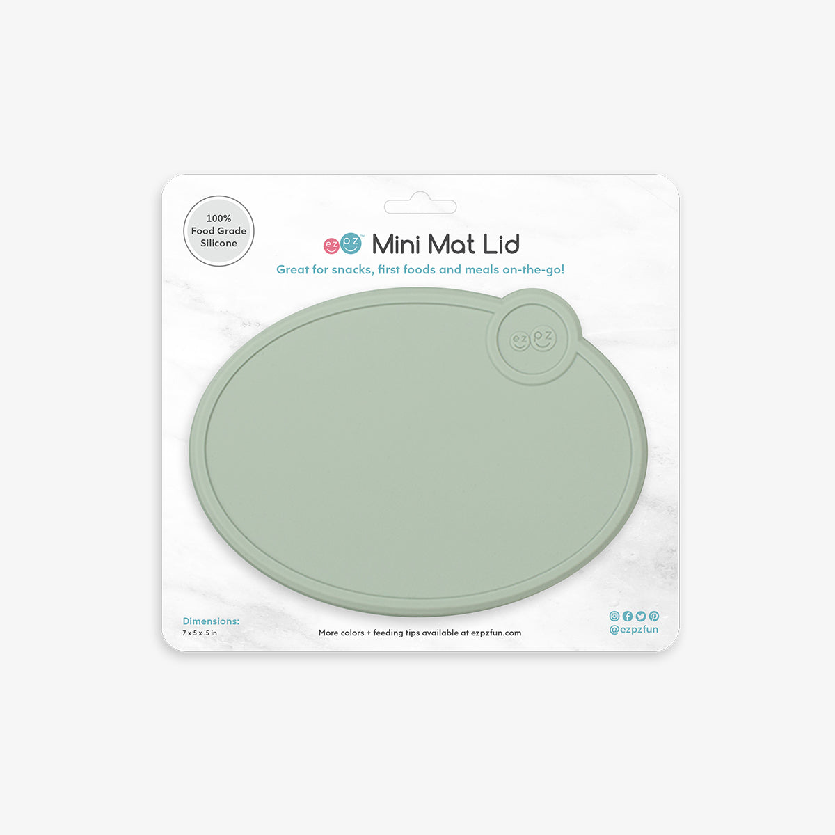 Mini Mat Lid in Sage / Storage Lids for the Mini Mat by ezpz / Silicone Lid for Toddler Plate