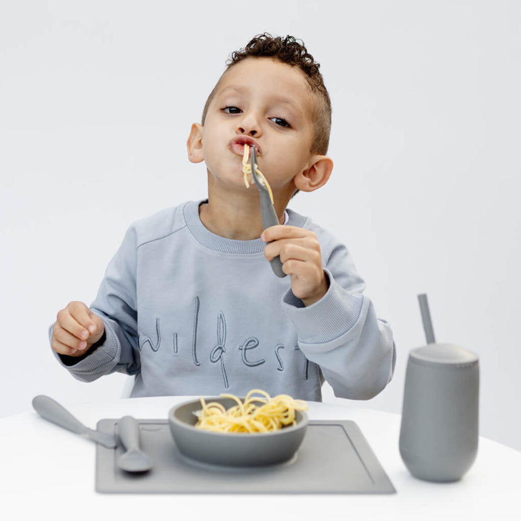Happy Bowl in Gray by ezpz / The Original All-In-One Silicone Plates & Placemats that Stick to the Table #color_gray