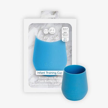 The Tiny Cup in Blue by ezpz / Open-Top, Silicone Drinking Cup for Babies to Learn to Drink 
