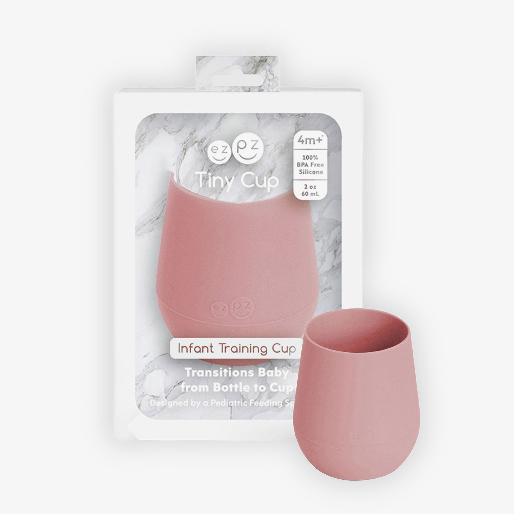 The Tiny Cup in Blush Pink by ezpz / Open-Top, Silicone Drinking Cup for Babies to Learn to Drink #color_blush