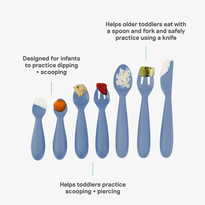 ezpz Developmental Utensil Set in Indigo 