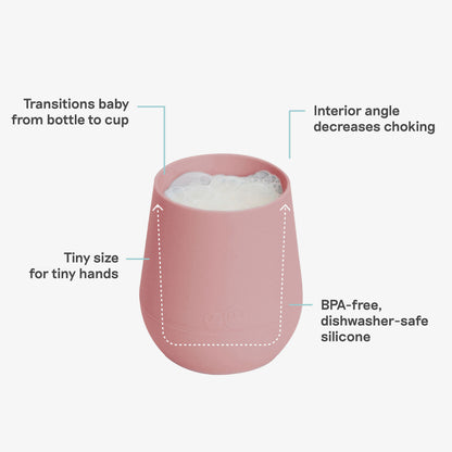 The Tiny Cup in Blush Pink by ezpz / Open-Top, Silicone Drinking Cup for Babies to Learn to Drink 