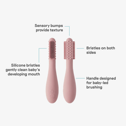 ezpz silicone baby led toothbrush in blush 