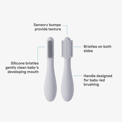 ezpz silicone baby led toothbrush in pewter 
