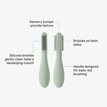 ezpz silicone baby led toothbrush in sage 