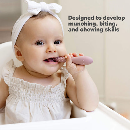 Oral Development Tools by ezpz are designed to develop munching, biting, and chewing skills