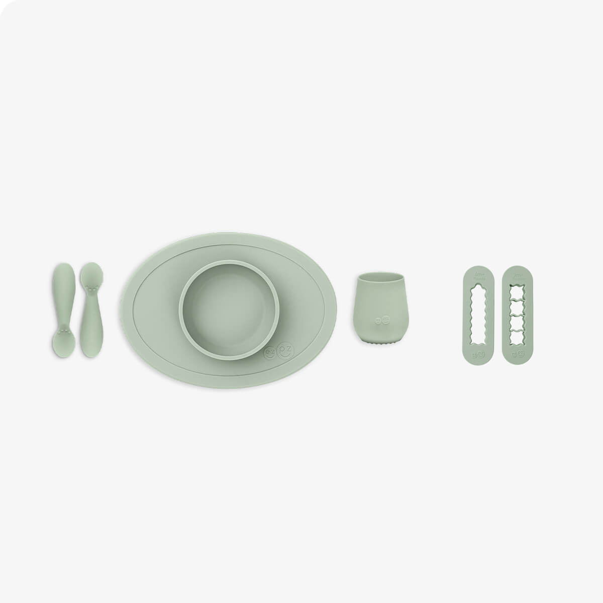 ezpz First Foods Set in Sage Green and Baby Led Food Cutters Bundle