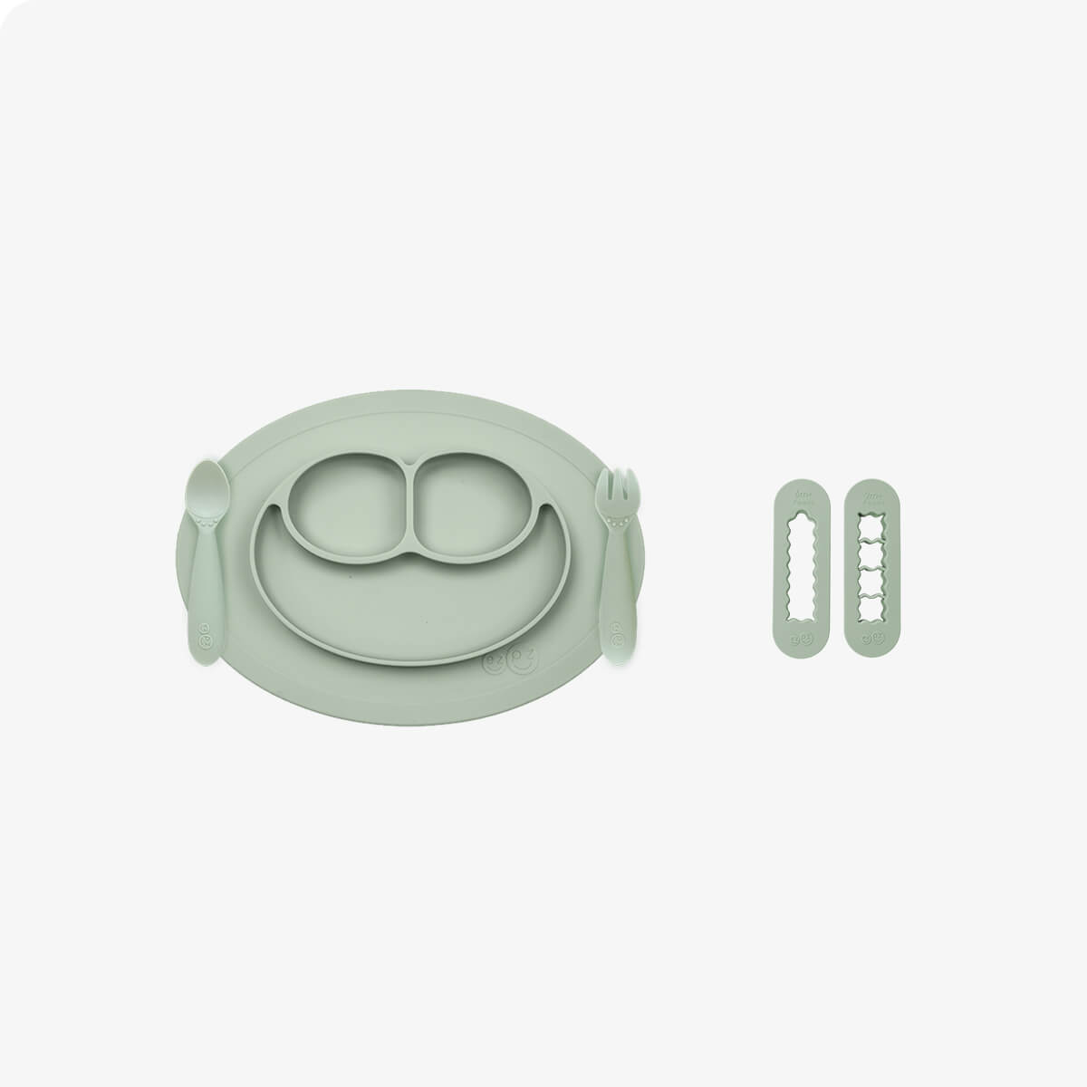 ezpz Mini Feeding Set and Baby Led Weaning Food Cutters in Sage Green