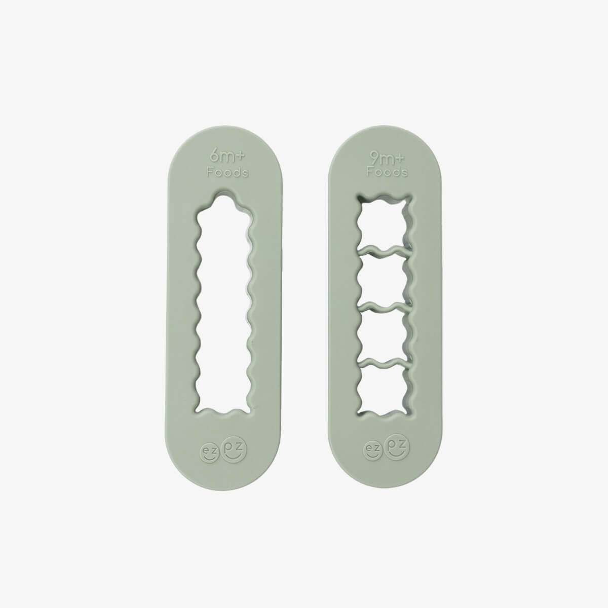 ezpz Baby-Led Weaning Food Cutters in Sage Green / 6 months and 9 months feeding milestones