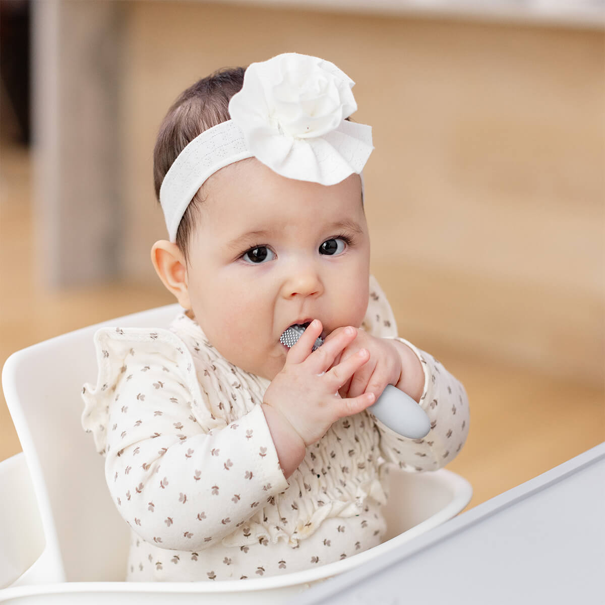 Pre-Feeding Oral Care Bundle in Pewter Light Gray / ezpz Baby-Led™ Toothbrush + Sensory Tongue Depressor Dual Pack, Tiny Pops and Oral Development Tools