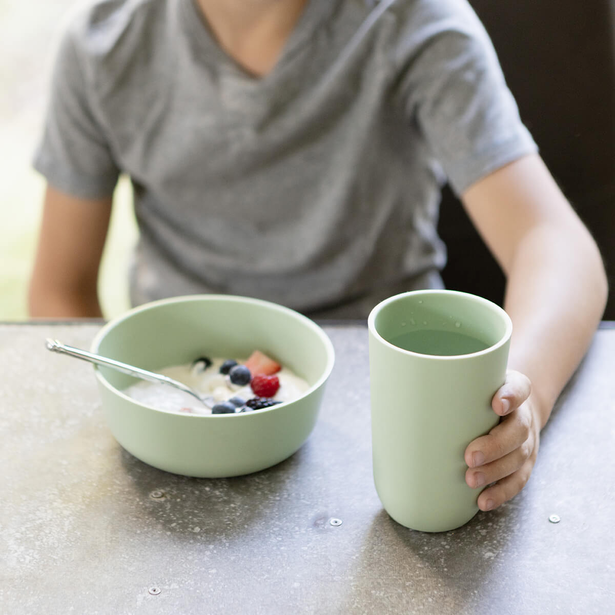 ezpz Cup and Silicone Lid in Sage / Basics Line for Big Kids