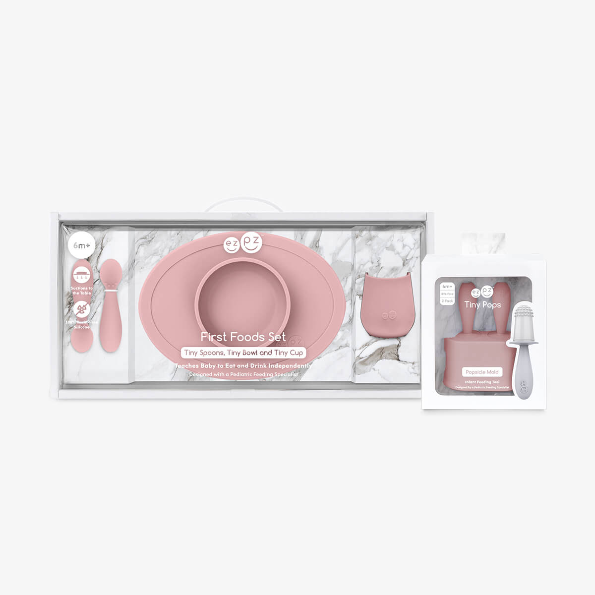 First Bites & Cool Treats Bundle in Blush Pink / ezpz First Foods Set and Tiny Pops