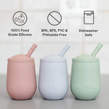 Mini Cup + Straw Training System by ezpz is made of 100% food grade silicone, is PA, BPS, PVC and phthalate free, and dishwasher safe