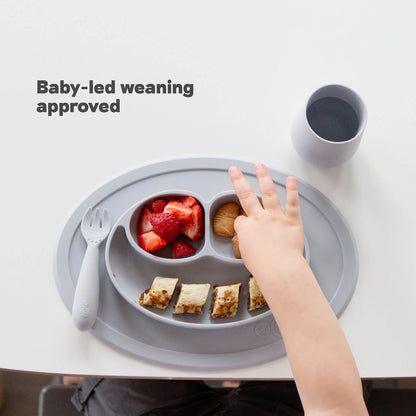 The Mini Mat by ezpz is a Silicone Plate + Placemat that is baby-led weaning approved