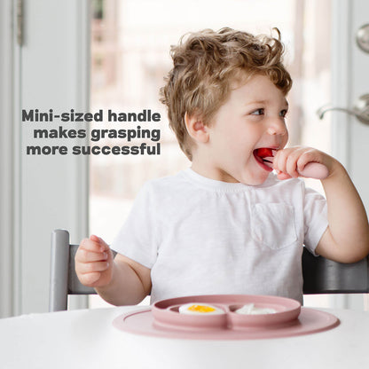 Mini Utensils by ezpz are made of silicone with mini-sized handles that make grasping more successful
