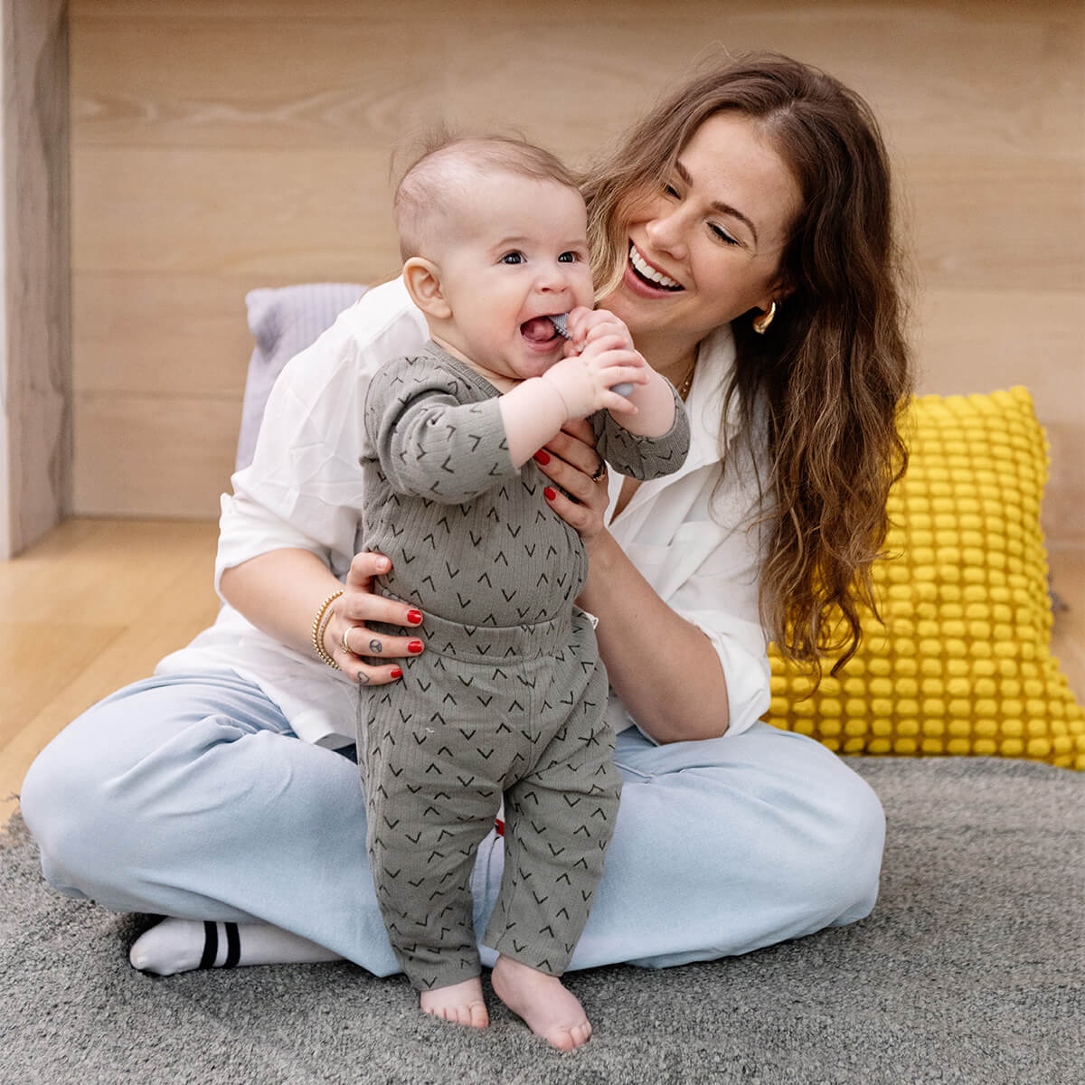 Pre-Feeding Oral Care Bundle in Pewter Light Gray / ezpz Baby-Led™ Toothbrush + Sensory Tongue Depressor Dual Pack, Tiny Pops and Oral Development Tools