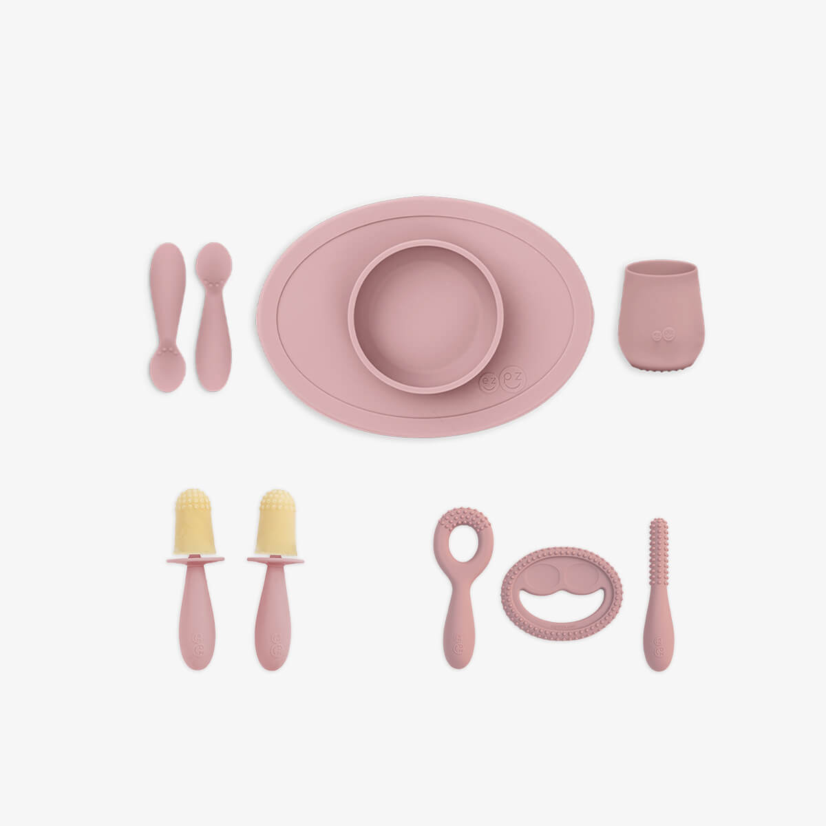 Ultimate Baby Shower Bundle in Blush Pink / ezpz First Foods Set, Tiny Pops and Oral Development Tools