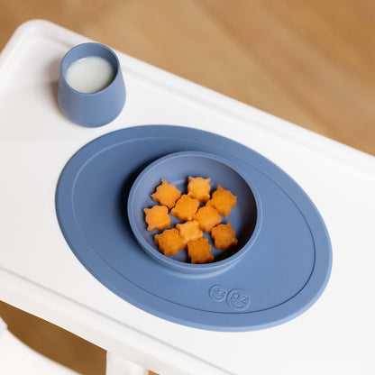 ezpz First Foods Set includes a silicone bowl, cup, and spoons for baby-led weaning and eating skill development for babies