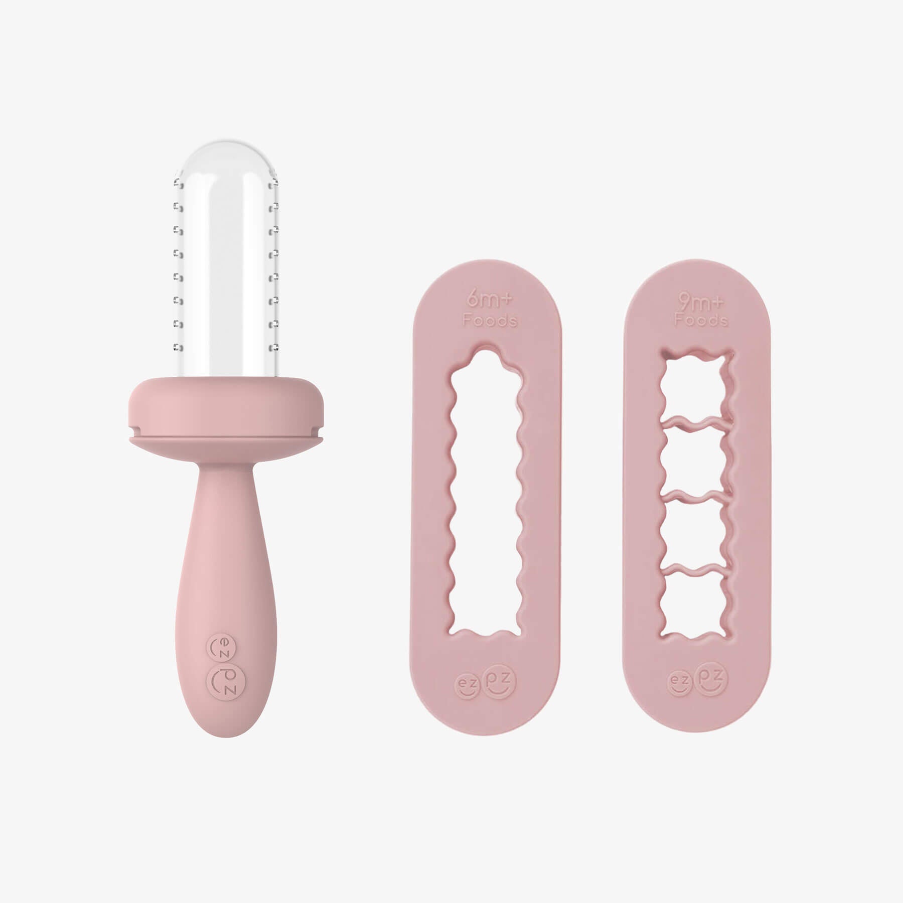 ezpz Gumline Feeder and Baby-Led Weaning Food Cutters in Blush Pink 