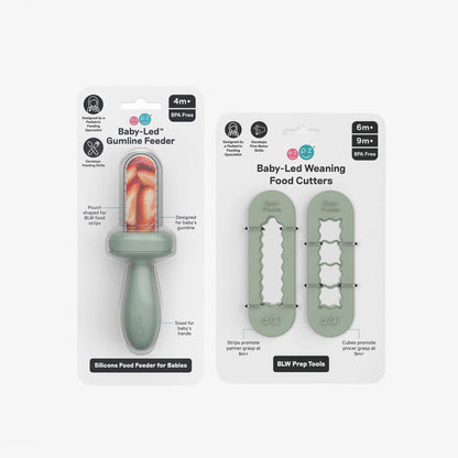 ezpz Gumline Feeder and Baby-Led Weaning Food Cutters in Sage Green 