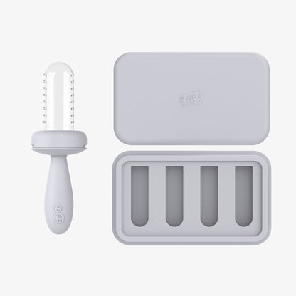 ezpz BLW Readiness Bundle in Pewter Gray, includes the Gumline Feeder and Ice Tray 