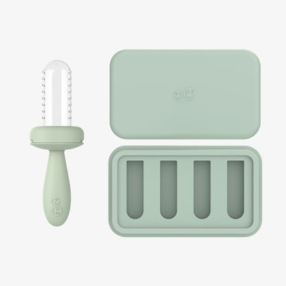 ezpz BLW Readiness Bundle in Sage Green, includes the Gumline Feeder and Ice Tray 