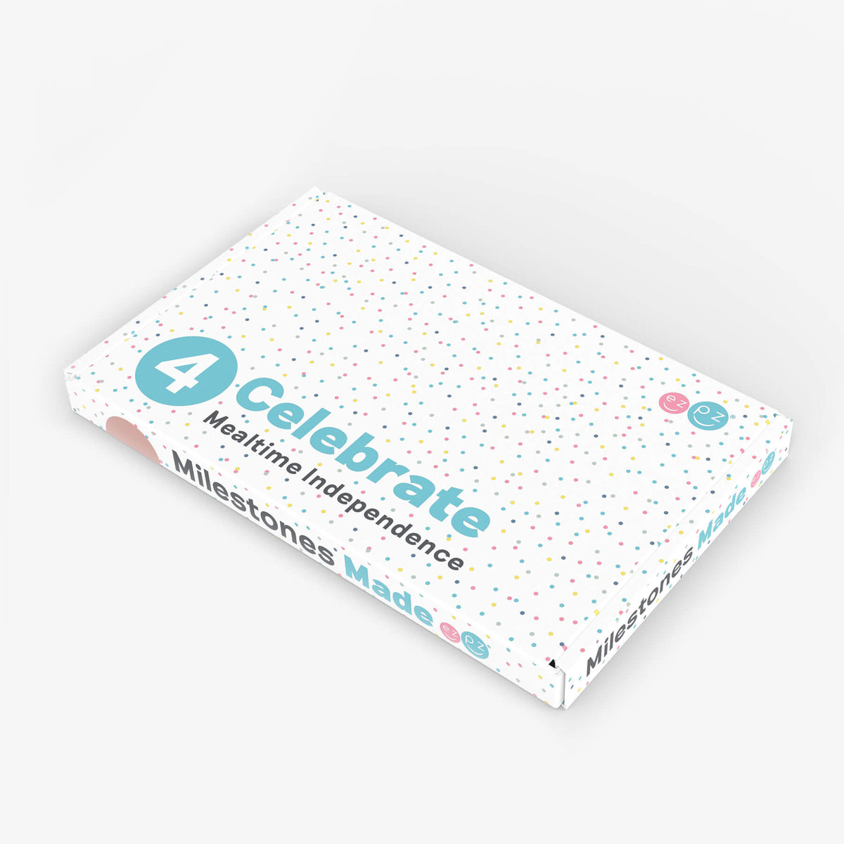 ezpz Kit 4 - Celebrate Mealtime Independence in Blush Pink includes the Happy Mat, Happy Utensils, and Micro Mat 