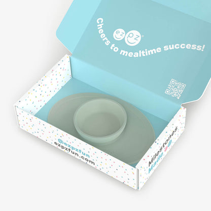 ezpz Kit 2 in Sage Green for learning to eat and drink at age 6 months and up 