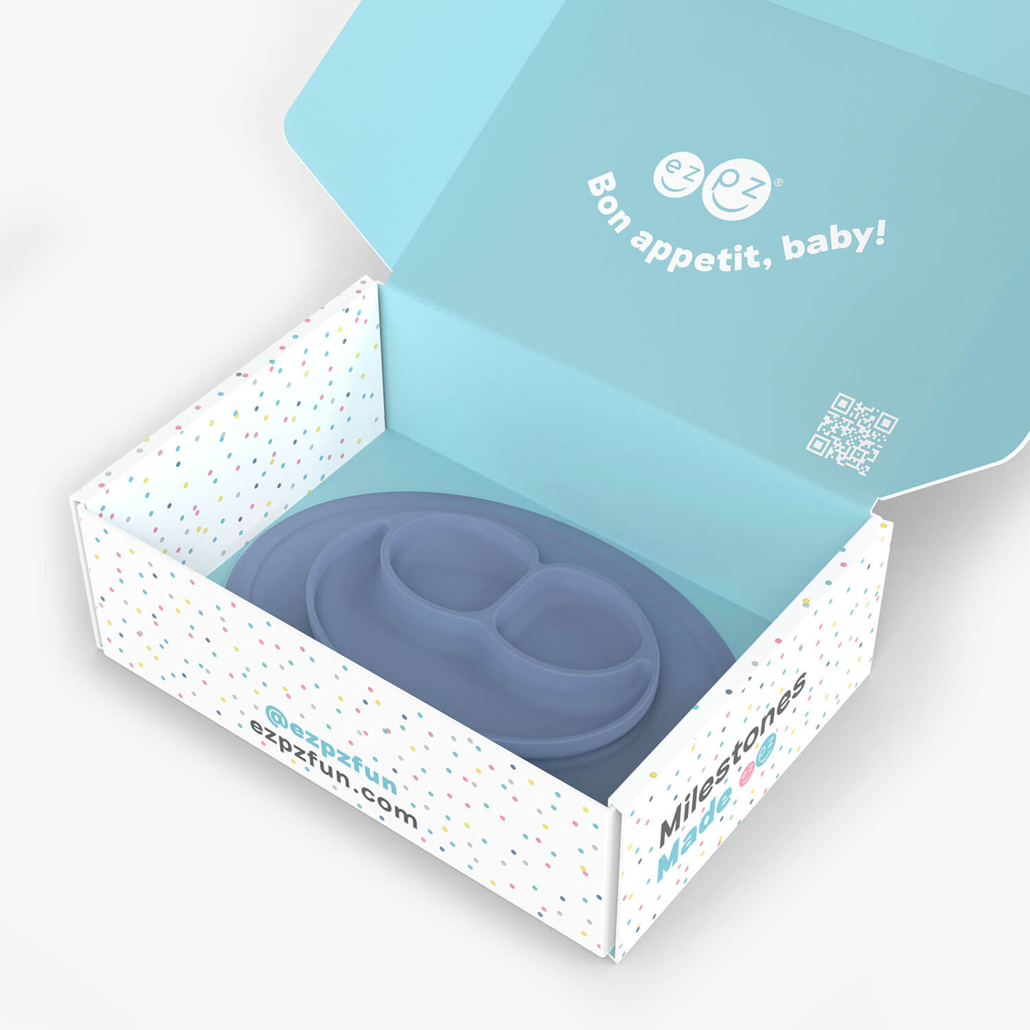 ezpz Developmental Kit Stage 3 in Indigo Blue / ezpz Mini Mat, Mini Cup + Straw Training System, and Mini Utensils 