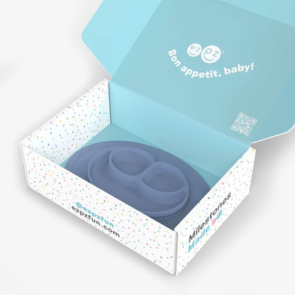 ezpz Developmental Kit Stage 3 in Indigo Blue / ezpz Mini Mat, Mini Cup + Straw Training System, and Mini Utensils 