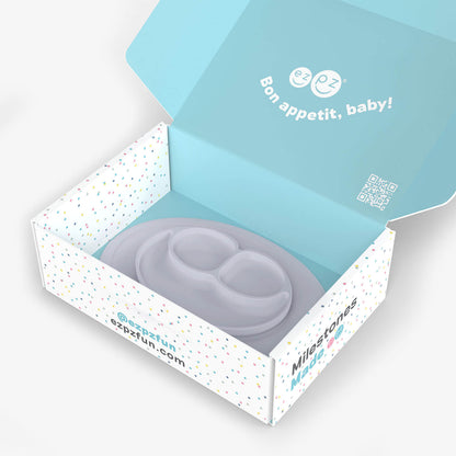 ezpz Developmental Kit Stage 3 in Pewter Gray / ezpz Mini Mat, Mini Cup + Straw Training System, and Mini Utensils 