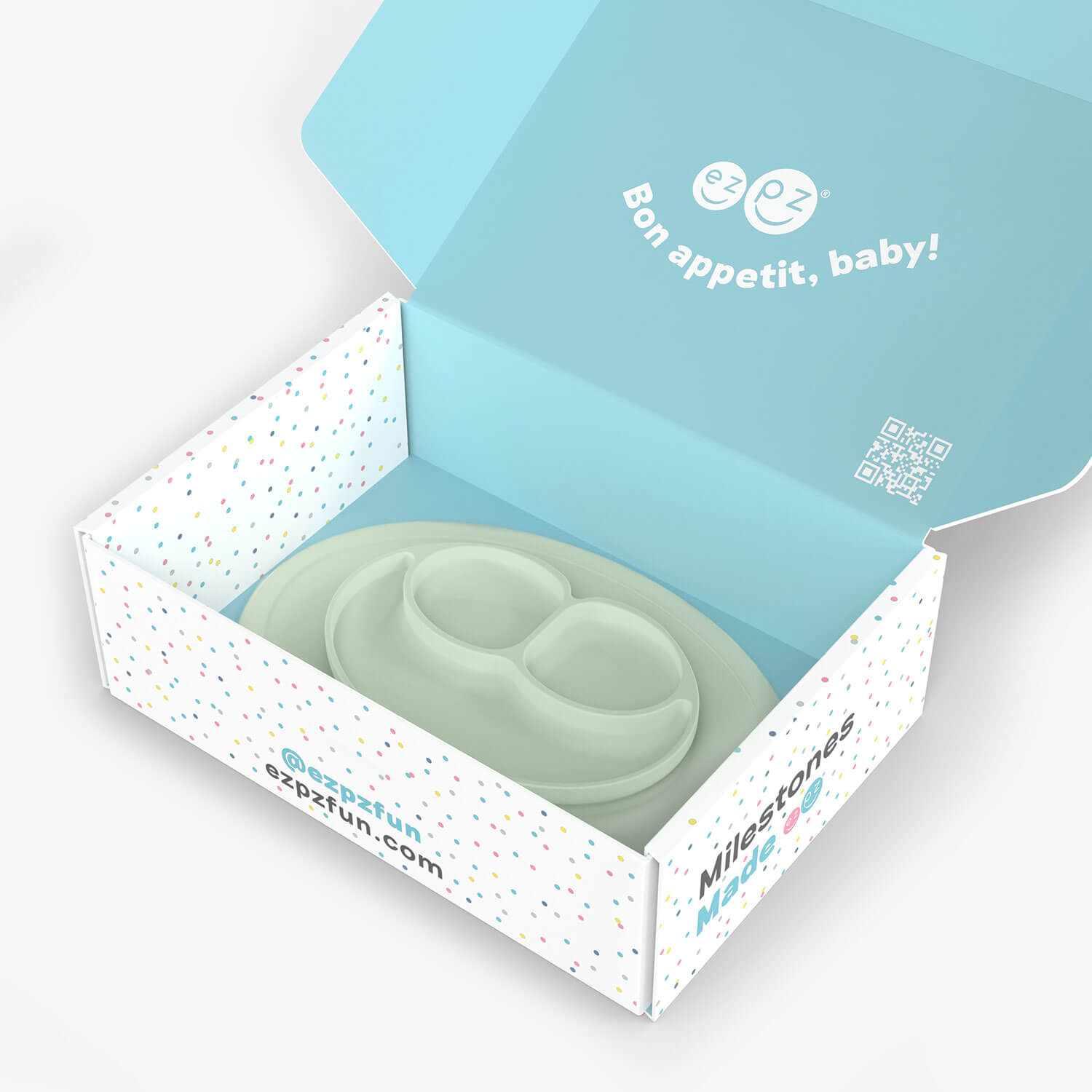 ezpz Developmental Kit Stage 3 in Sage Green / ezpz Mini Mat, Mini Cup + Straw Training System, and Mini Utensils #color_sage