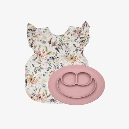 The Mini Mat in Blush Pink + Bapron in Delilah Floral Flutter / Unique Baby Shower Gift Idea 