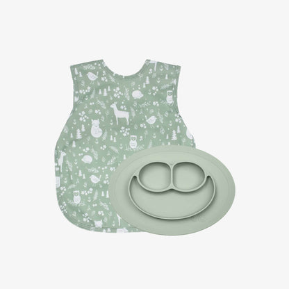 The Mini Mat in Sage Green + Bapron in Forest Friends / Unique Baby Shower Gift Idea 