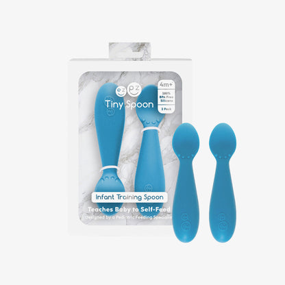 The Tiny Spoon in Blue by ezpz / Small, Sensory Silicone Spoon for Babies 