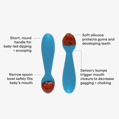 The Tiny Spoon in Blue by ezpz / Small, Sensory Silicone Spoon for Babies 